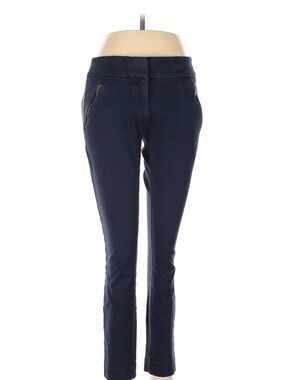 LOFT Navy Blue Trousers with Subtle Texture